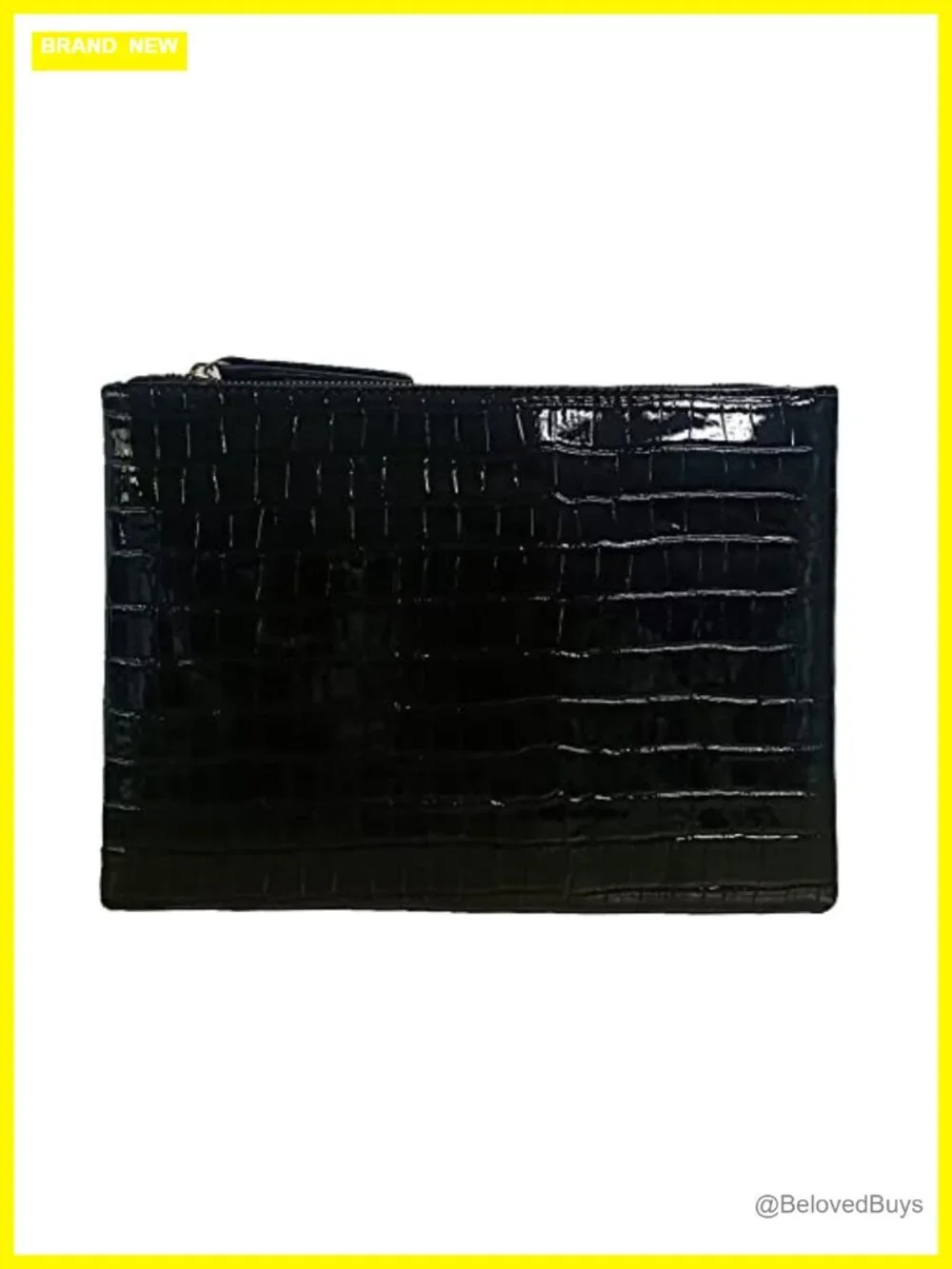 Faux Leather Crocodile Embossed Envelope Clutch Oversized Evening Party Bag
